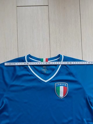 T-shirt Italia Azzurra con Dettagli Tricolore -