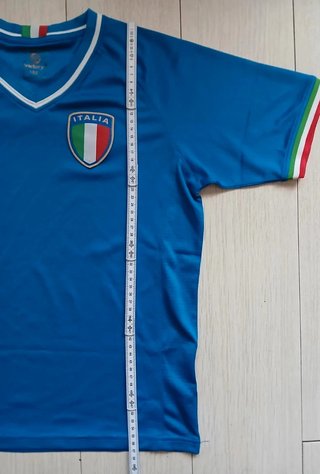 T-shirt Italia Azzurra con Dettagli Tricolore -