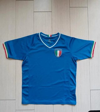 T-shirt Italia Azzurra con Dettagli Tricolore -