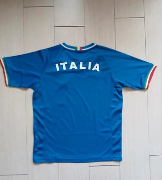 T-shirt Italia Azzurra con Dettagli Tricolore -