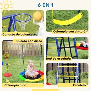 Parque infantil con columpios y red
