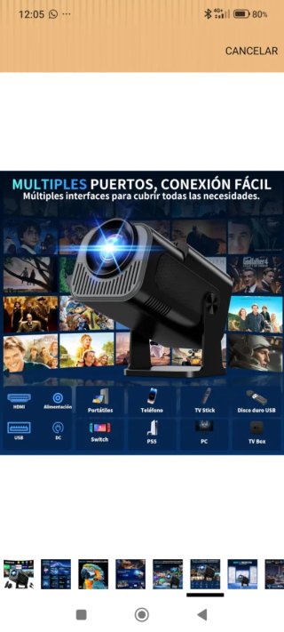 Proyector Portátil 4K Nuevo Android WiFi 6