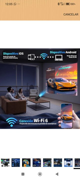 Proyector Portátil 4K Nuevo Android WiFi 6