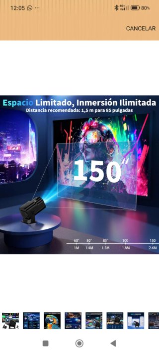 Proyector Portátil 4K Nuevo Android WiFi 6