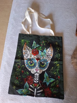 Bolsa de tela con estampado de gato