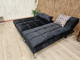 Sofá Cama Chaise Longue Negro de 200cm