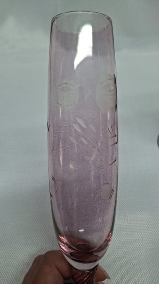 Juego 3 copas cristal rosa vintage