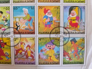Bloque 20 sellos Disney matasellos Fujeira 1972