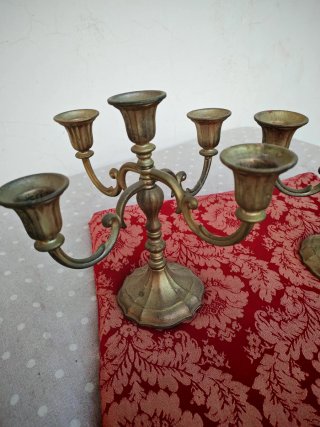 Candelabro vintage 5 bracci in metallo silver.