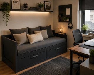 Cama nido doble con cajones - Negro
