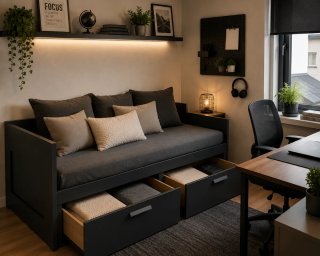 Cama nido doble con cajones - Negro