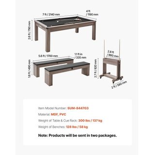 Set combinato tavolo da biliardo 214 cm, biliardo