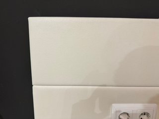 Cabecero 150 cm piel beige/blanco