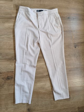 Traje Zara Mujer Beige Chaqueta y Pantalón