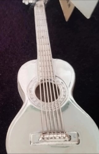 Cuadro Madera con Guitarra Plata