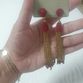 Pendientes Sfera dorados y rojos
