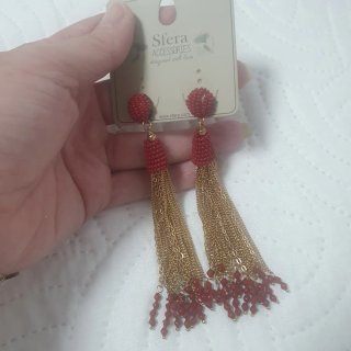Pendientes Sfera dorados y rojos