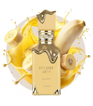 Lattafa Eclaire Banoffi Perfume Dorado y Amarillo