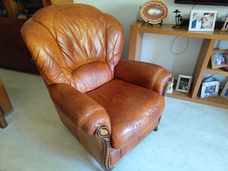 Sofá 3 plazas + sillón piel auténtica