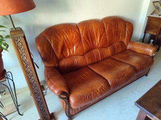 Sofá 3 plazas + sillón piel auténtica