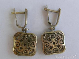 PENDIENTES EN PLATA DE LEY Y CERAMICA DE JOYERO