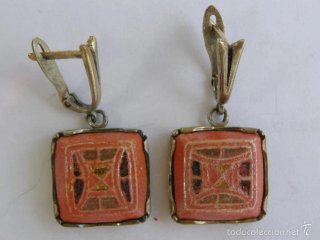PENDIENTES EN PLATA DE LEY Y CERAMICA DE JOYERO