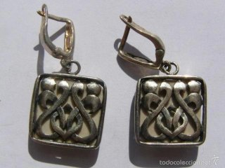 PENDIENTES EN PLATA DE LEY Y CERAMICA DE JOYERO