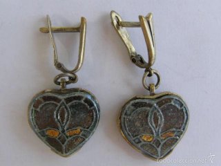 PENDIENTES EN PLATA DE LEY Y CERAMICA DE JOYERO