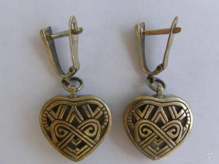 PENDIENTES EN PLATA DE LEY Y CERAMICA DE JOYERO