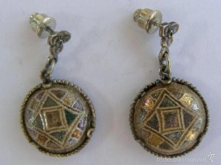 PENDIENTES EN PLATA DE LEY Y CERAMICA DE JOYERO