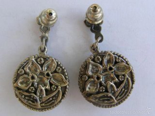 PENDIENTES EN PLATA DE LEY Y CERAMICA DE JOYERO