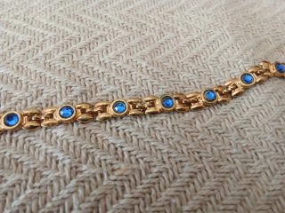 Pulsera mujer chapado oro 24 kl con piedras azules