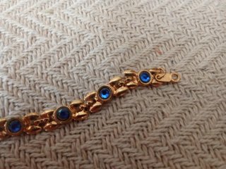 Pulsera mujer chapado oro 24 kl con piedras azules