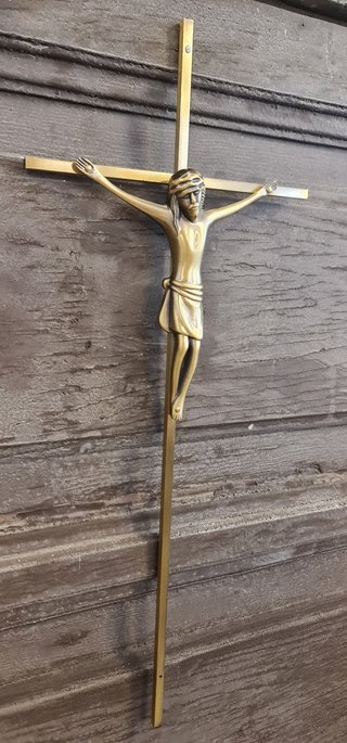 Crucifijo latón pared Francia 70s