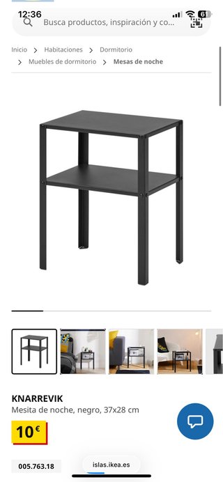 2 Mesita de noche KNARREVIK IKEA negra