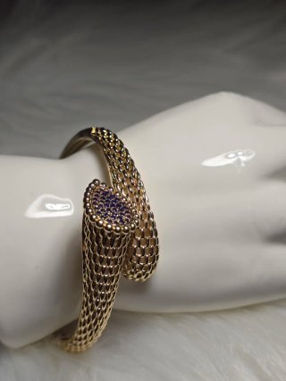 Bracciale placcato oro 18kt con cristalli blu