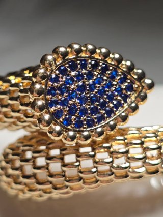 Bracciale placcato oro 18kt con cristalli blu