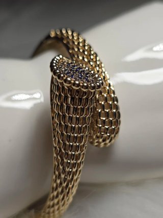 Bracciale placcato oro 18kt con cristalli blu