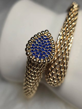 Bracciale placcato oro 18kt con cristalli blu