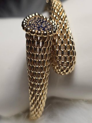 Bracciale placcato oro 18kt con cristalli blu