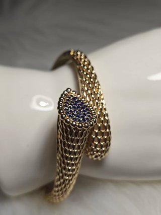 Bracciale placcato oro 18kt con cristalli blu