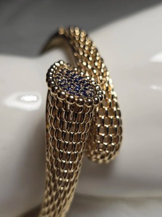 Bracciale placcato oro 18kt con cristalli blu