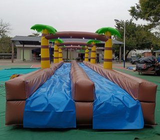 Deslizador Hinchable Doble 18m con Piscina