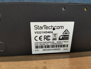 Conmutador HDMI StarTech VS221HD4KA 4K 2 Puertos
