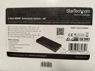Conmutador HDMI StarTech VS221HD4KA 4K 2 Puertos