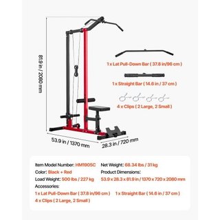 Lat Machine, vogatore 2 in 1 con cavo, cavo