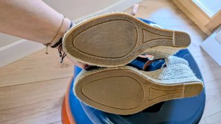 Sandalias esparto negras y beige