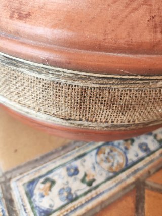 Macetero Decorativo Terracota y Yute