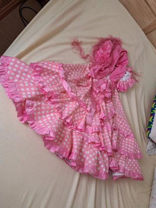 Traje de flamenca niña rosa lunares
