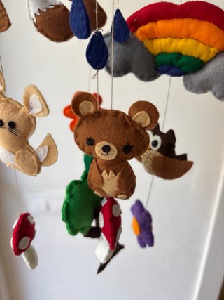 Móvil Cuna Animales Bosque Hecho a Mano